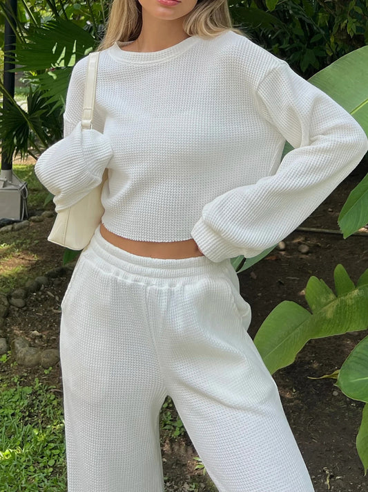 Waffle-Knit Athleisure Set