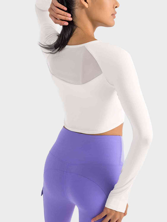 Mesh Back Long Sleeve Crop Top